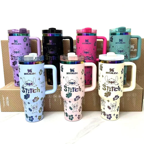 40 OZ Stitch Insulated Cup 1200ML Straw Topper as Free Gift