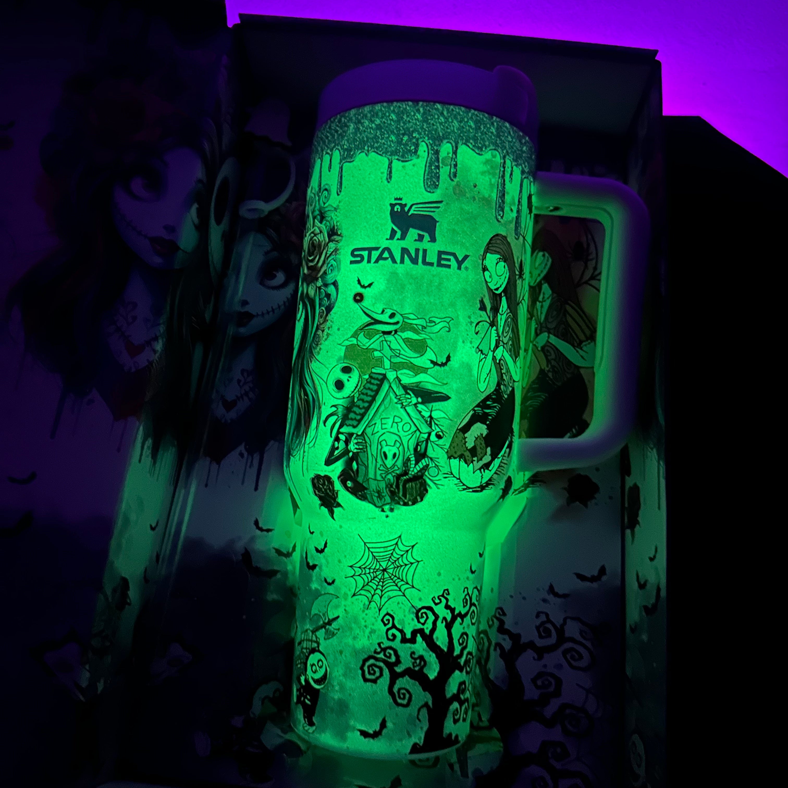 40oz Sally x Jack Skellington Tumbler Noctilucent Free Shipping