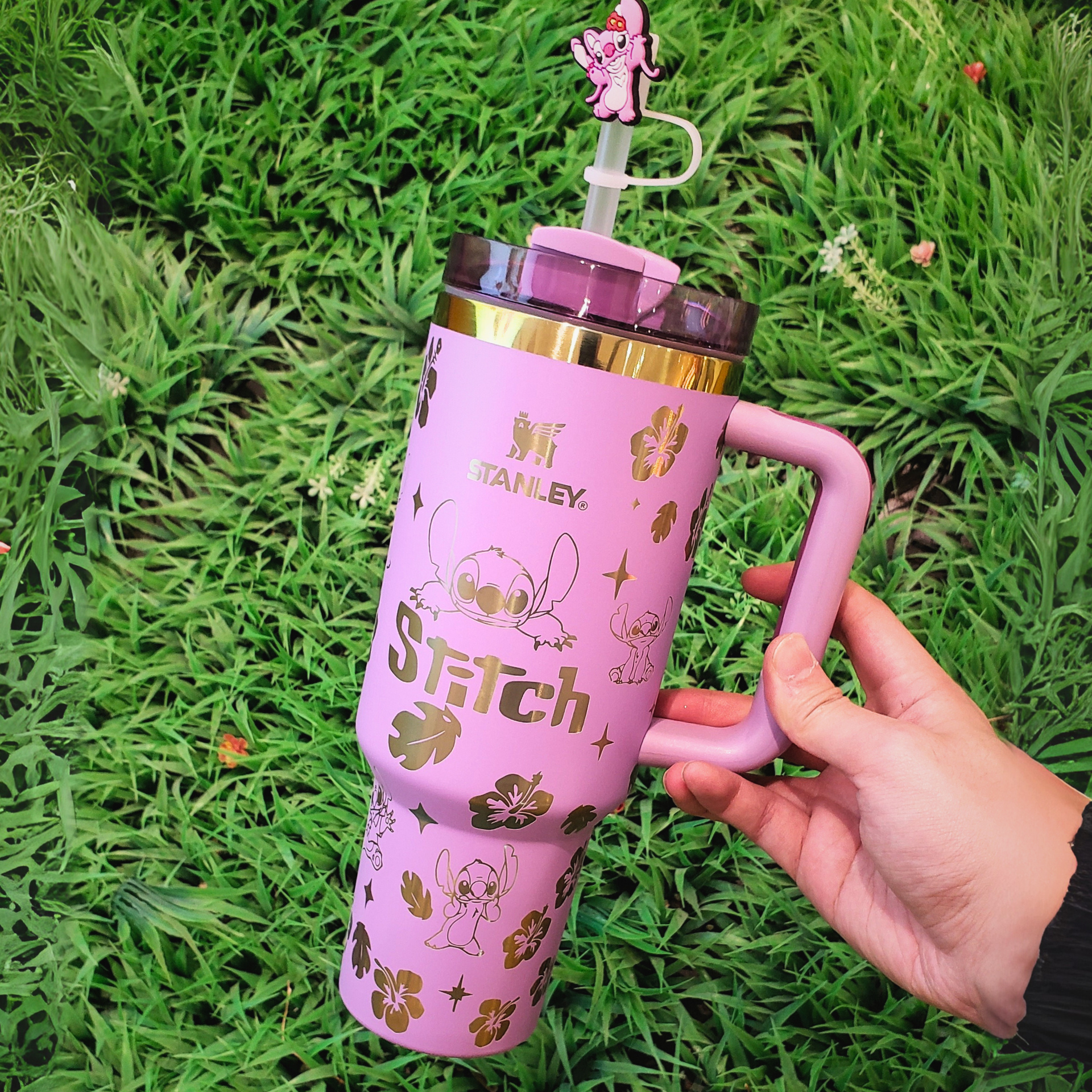 40oz Stitch Insulated Tumbler  Straw Topper as Free Gift