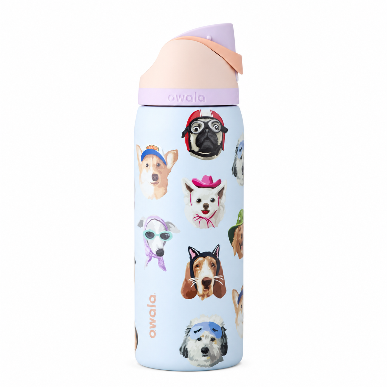 FreeSip 32oz Insulated Water Bottle | Cute Dog Print Edition
