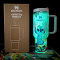 40oz Stitch Tumbler Glow in Dark with Sraw and Straw Topper