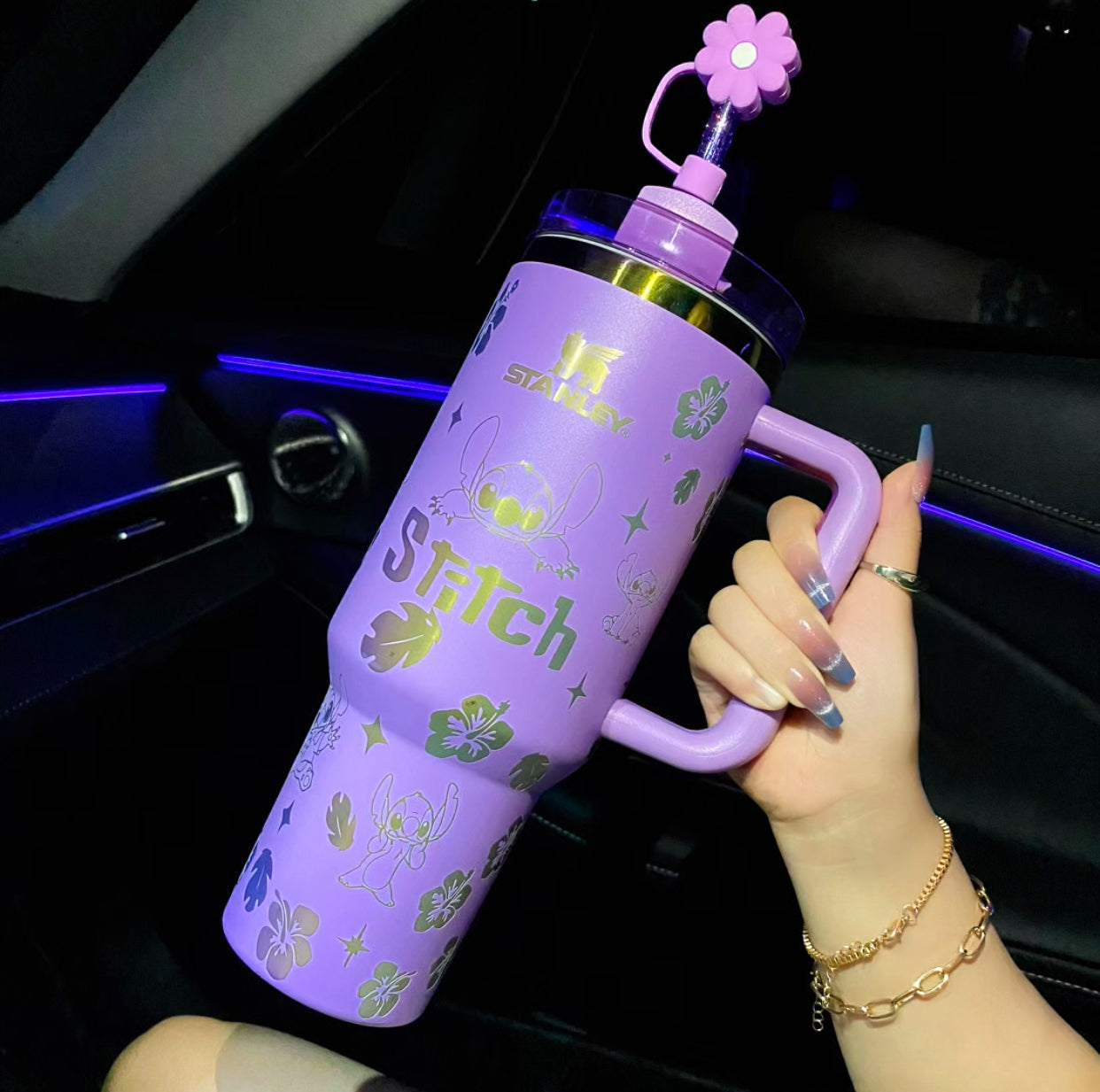 40OZ Stitch Cup 1200ML  Straw Topper as Free Gift